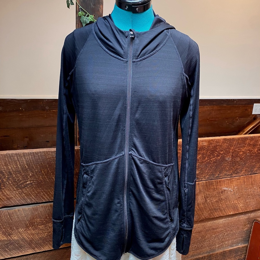 Athleta Ultra Lightweight Athletic Zip-Up Hoodie w/ Thumbholes & Zipper Pockets